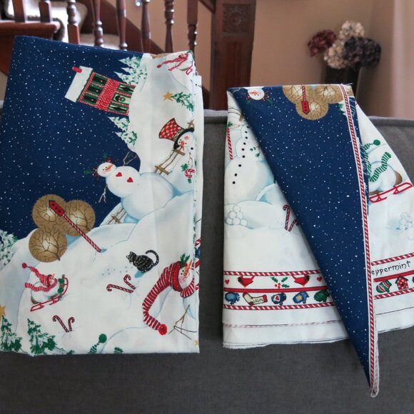 Vintage Daisy Kingdom Peppermint Hill Tree Skirt Table Cloth 3 Fabric Panels - Picture 6 of 6